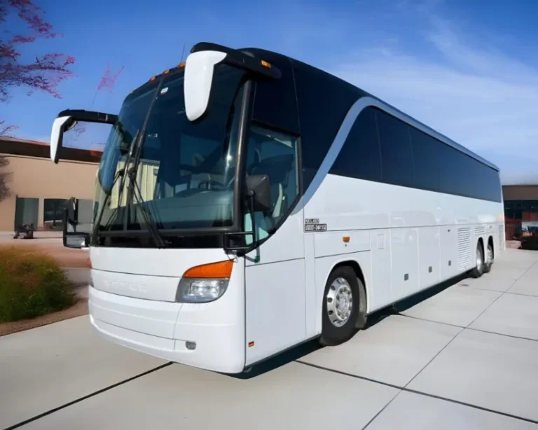 Royal Elite Limo white charter bus
