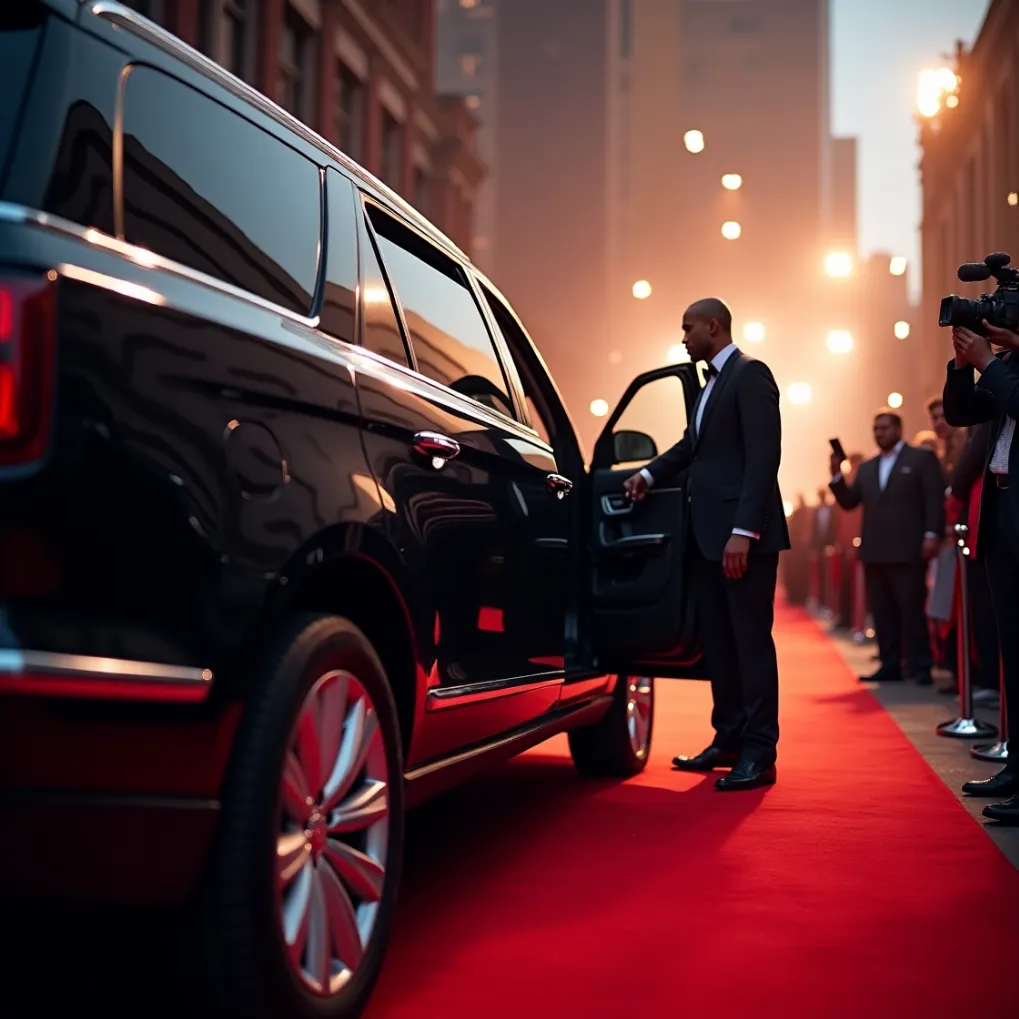 Royal Elite Limo black SUV on red carpet for event