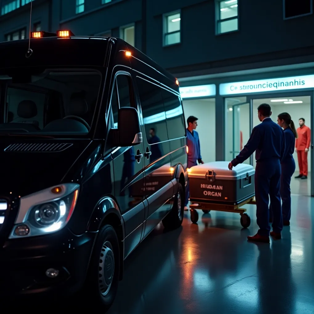 Royal Elite Limo black Mercedes-Benz Sprinter van for medical transport