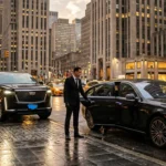 Black Car Service New York NY luxury chauffeur opening car door in Manhattan